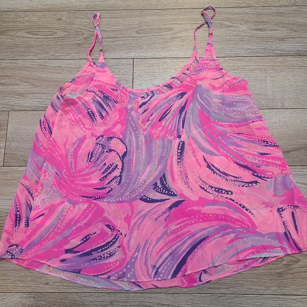 *SOLD* Lilly Pulitzer Graycee Tank Top Cami Magenta Oh My Guava Small Spaghett - Picture 2 of 5